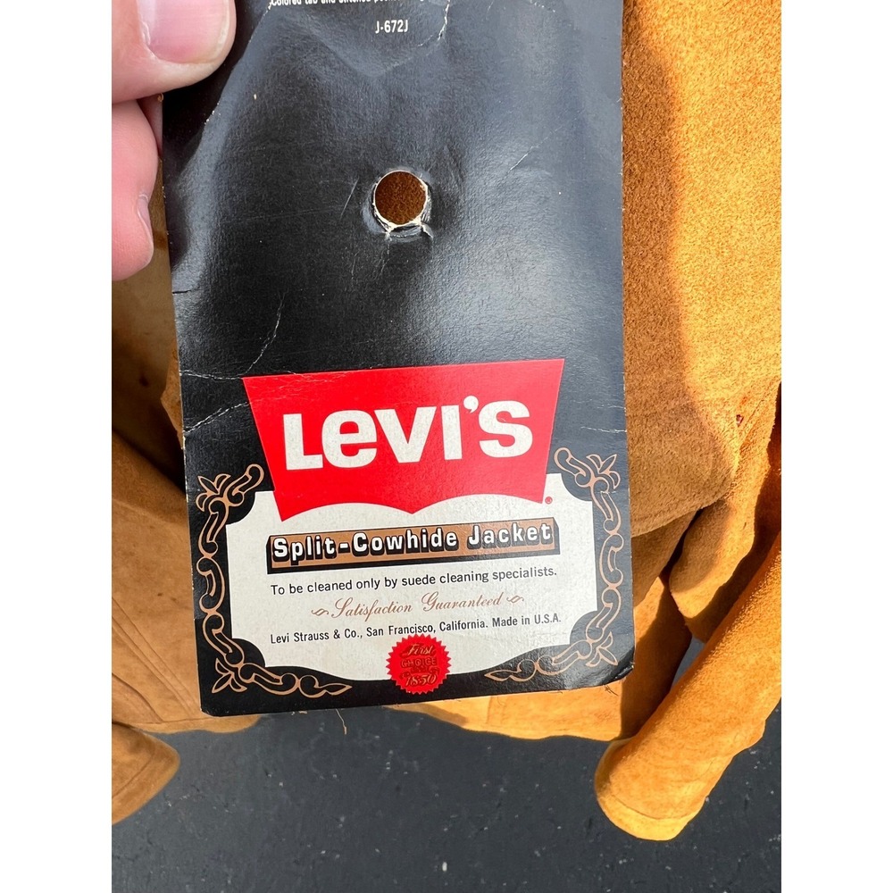 Levis Trucker Jacket Mens Tan Split-Cowhide Suede Vintage 70s Made in‎ USA - Picture 3 of 14